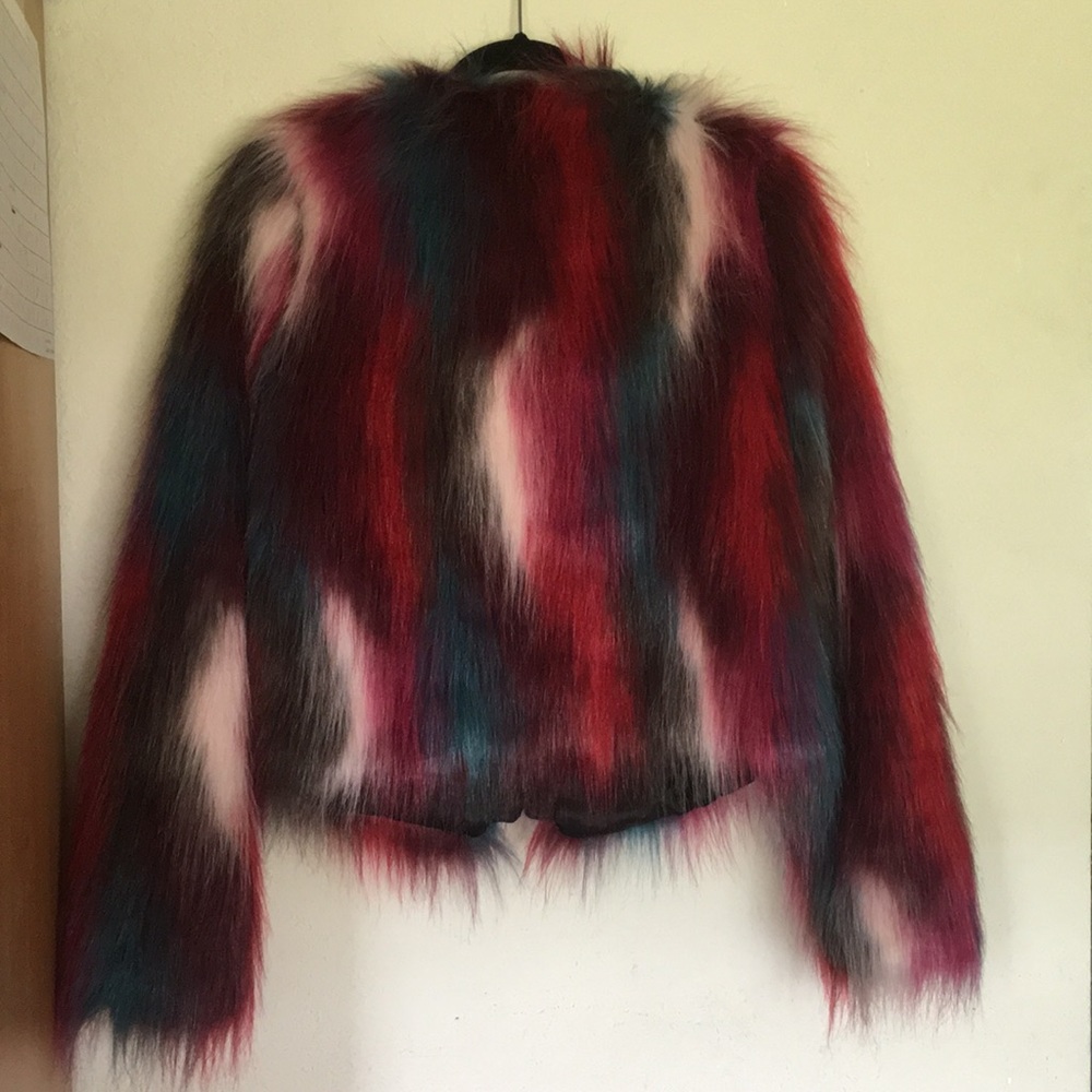 🛍️ SOLD Marciano Faux Fur MulTicolor Jacket S - Picture 2 of 5